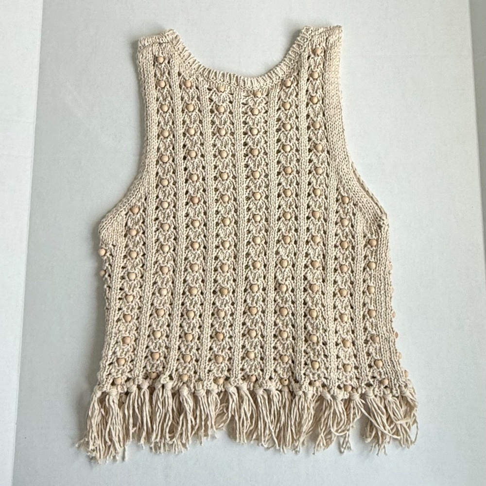 House of Harlow 1960 Beaded Knit Fringe Top